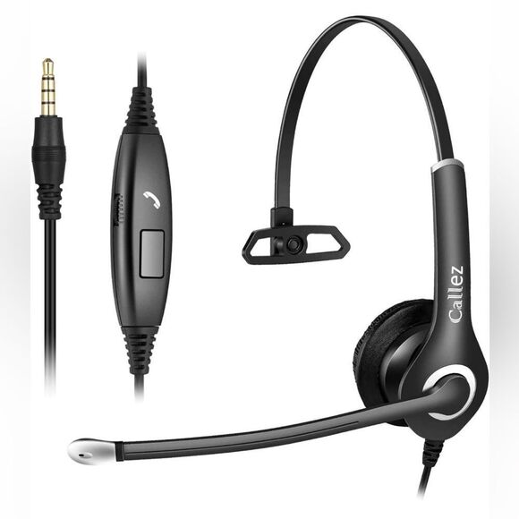 NWT Callez Call Center Headset A800 Black 3.5 Call Control Microphone - Picture 1 of 13